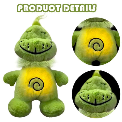 Green Shaggy Anime Plush Toy Breathing Companion Doll @ Glowing Belly Stuffed Animal Peripheral Holiday Gift for Kids