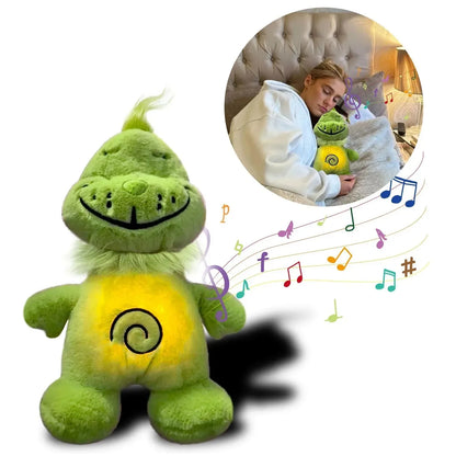 Green Shaggy Anime Plush Toy Breathing Companion Doll @ Glowing Belly Stuffed Animal Peripheral Holiday Gift for Kids